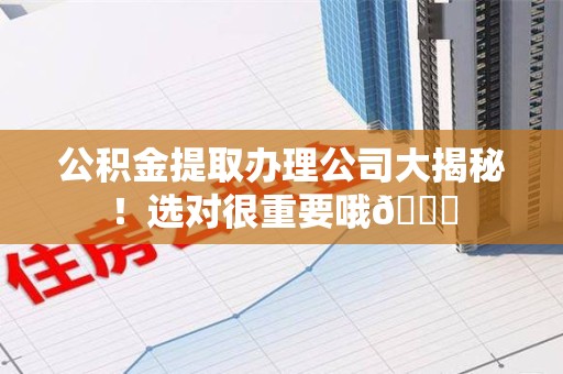 石狮公积金提取办理公司大揭秘！选对很重要哦😎